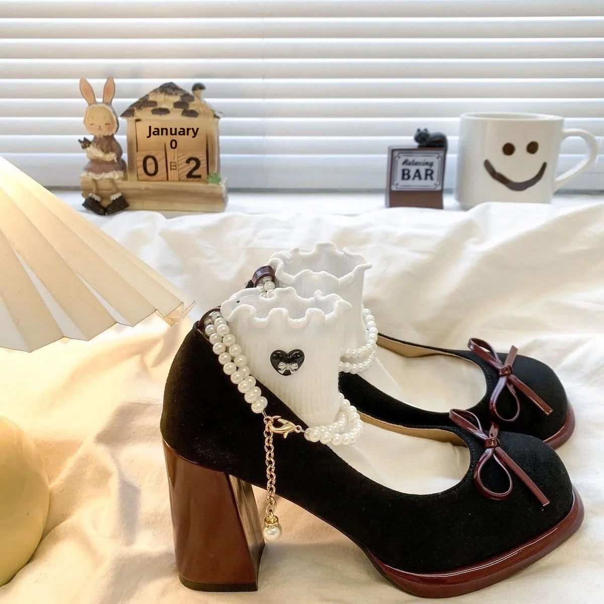 Women’s Pearl Bow Platform Mary Jane Heels