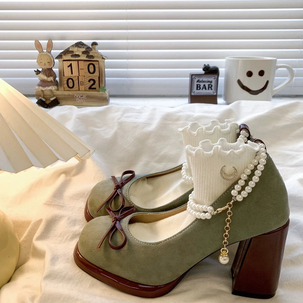 Women’s Pearl Bow Platform Mary Jane Heels