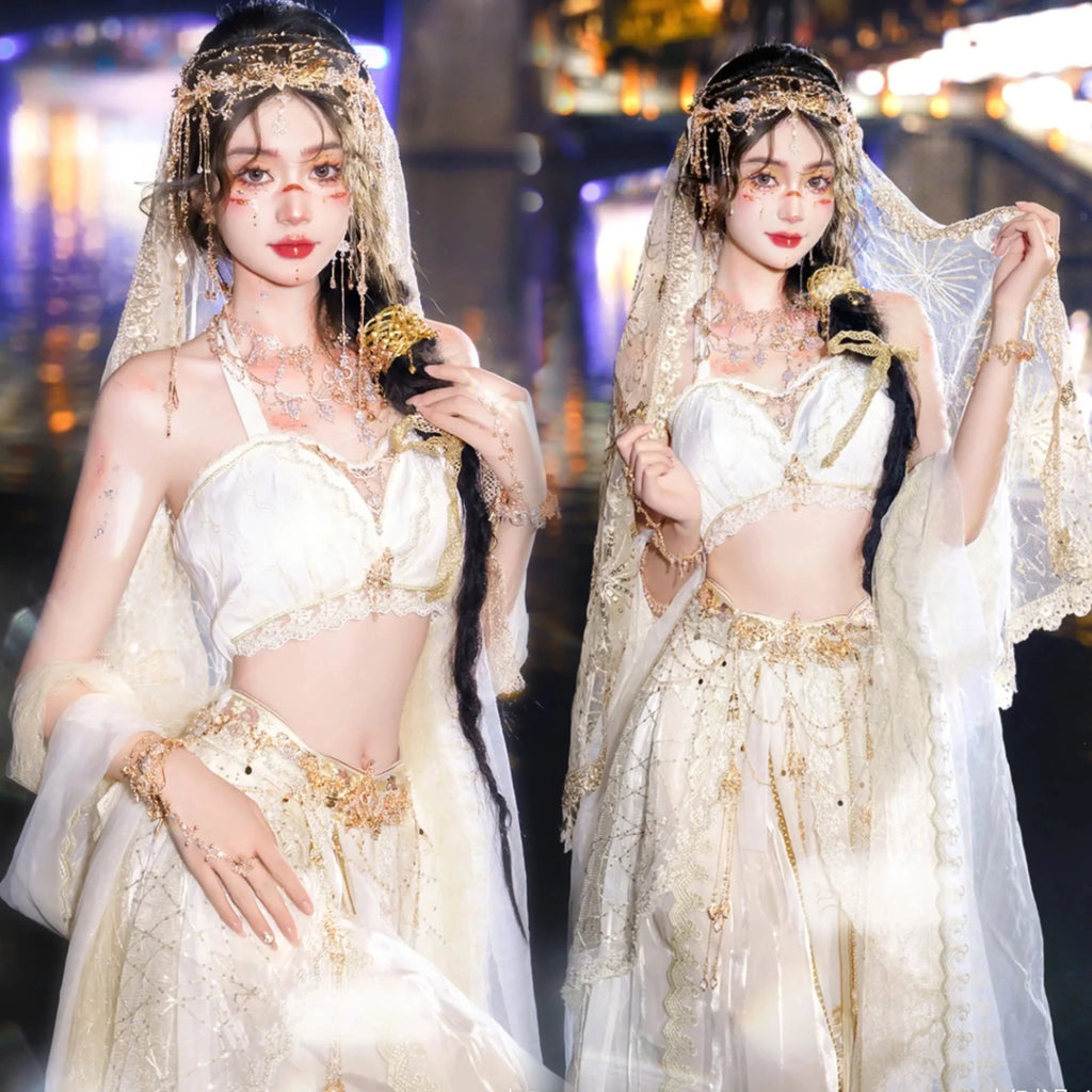 Women’s Chinese Ethnic Dance Costume Set – Xishuangbanna-Inspired Photo Outfit
