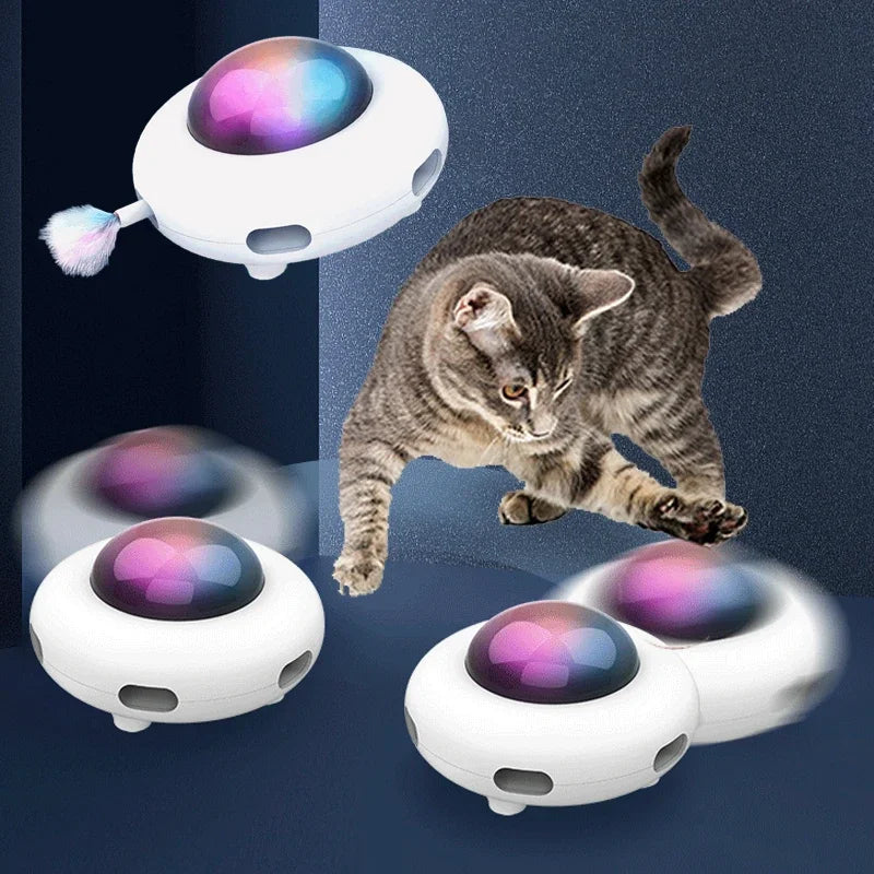 Smart Interactive UFO Cat Toy with Automatic Feather Teaser