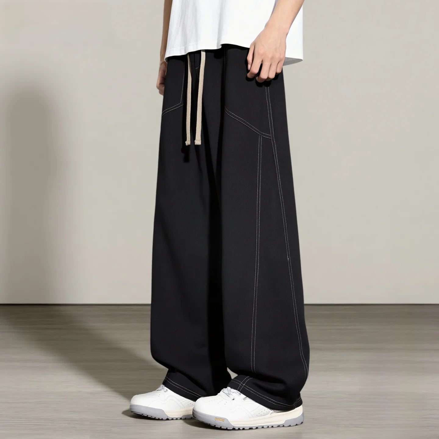 Men’s Lightweight Wide Leg Drawstring Casual Pants