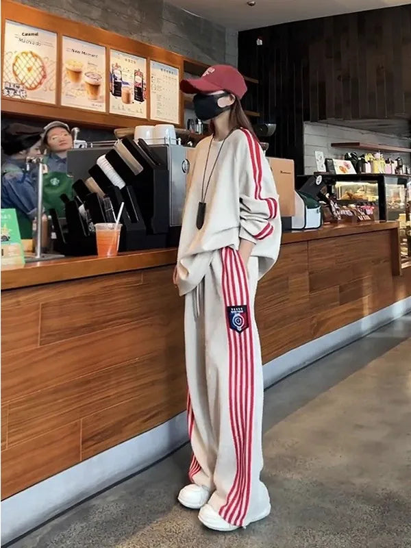 Women’s Korean-Style Relaxed Sweatshirt Two-Piece Set