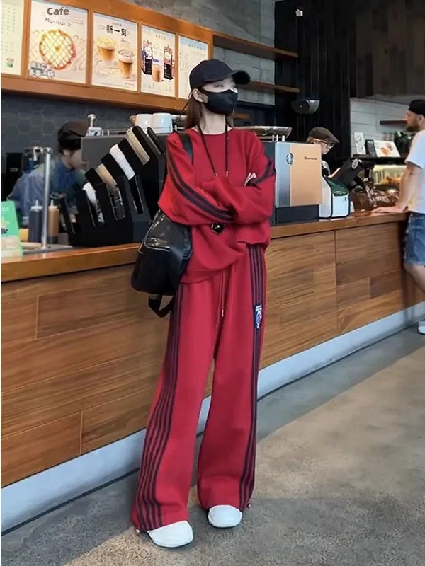 Women’s Korean-Style Relaxed Sweatshirt Two-Piece Set