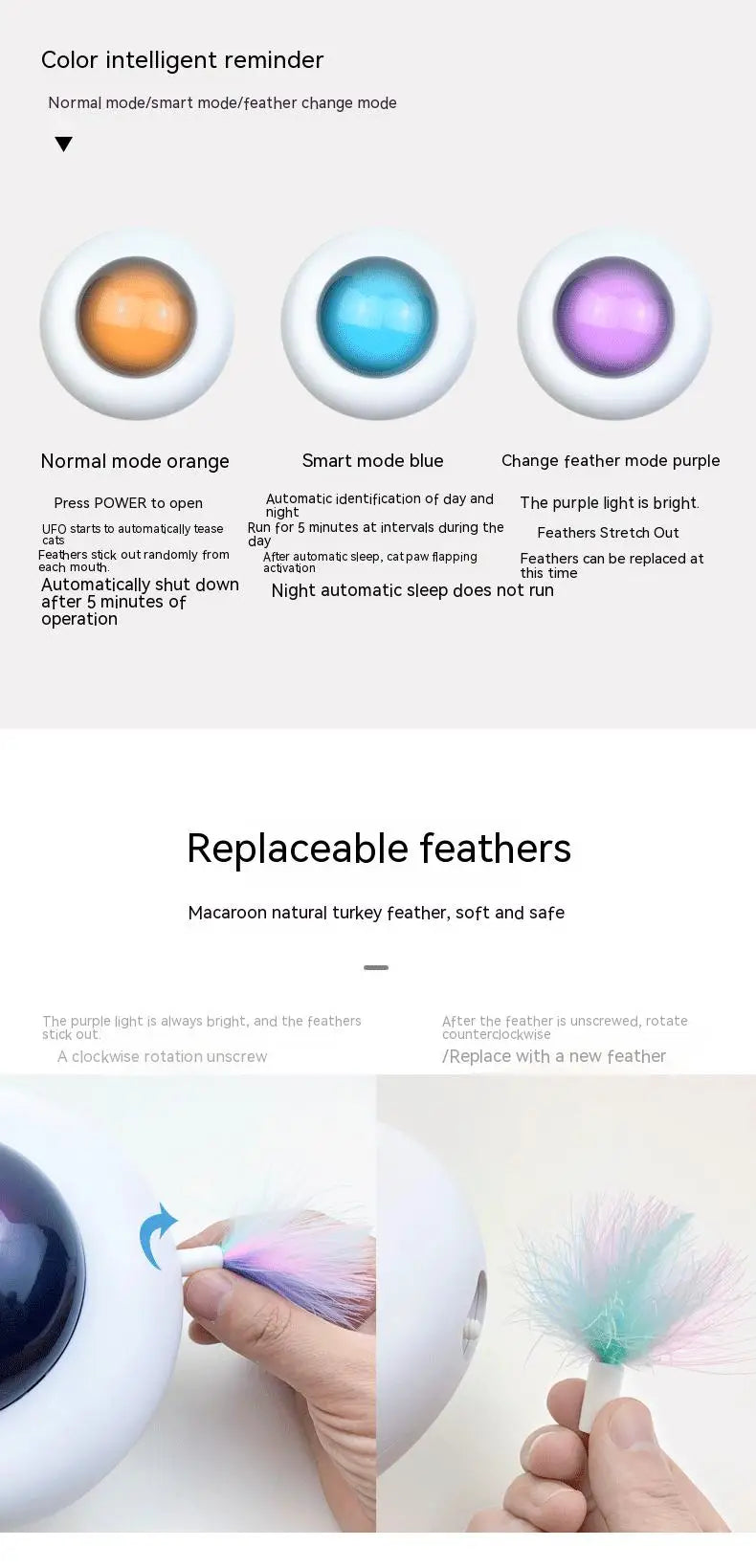Smart Interactive UFO Cat Toy with Automatic Feather Teaser